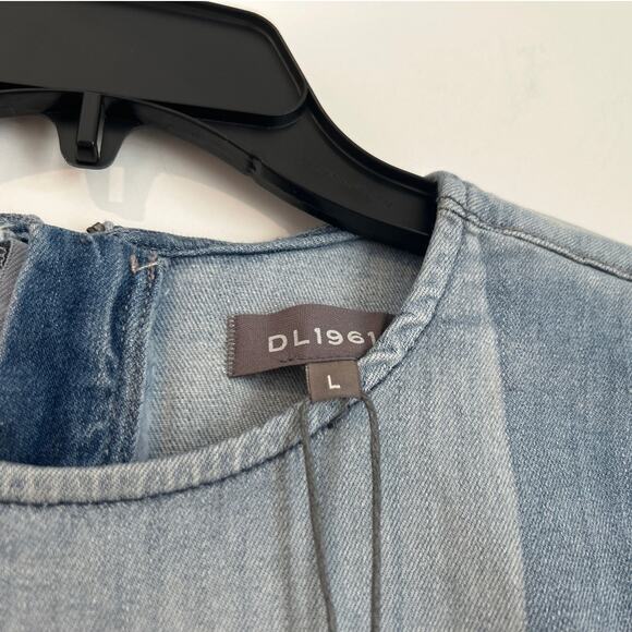 NWT DL1961 Blue Coast Denim Dress – Two-Tone Short Sleeve, Girls Size Large - Picture 4 of 6